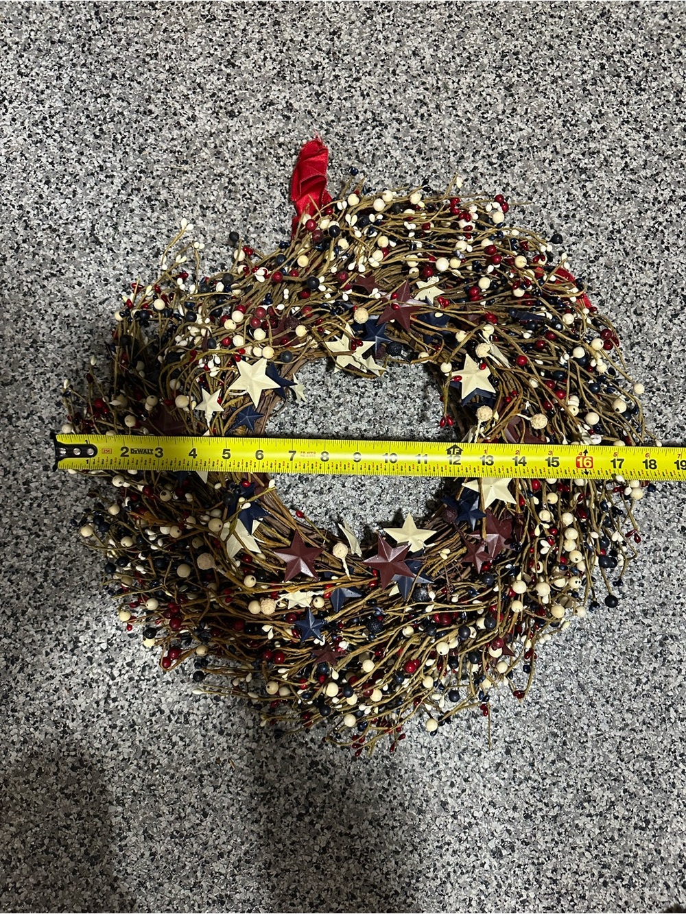 Patriotic Star Berry Wreath - Red, Blue & Cream